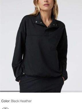 Vuori Granite snap mock neck sweatshirt size small in black heather